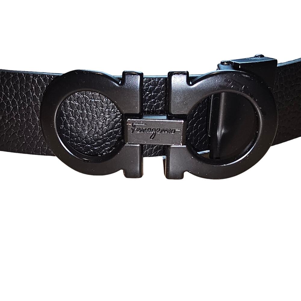 Salvatore Ferragamo Reversible Double Gancini Calfskin Leather Belt Black Brown